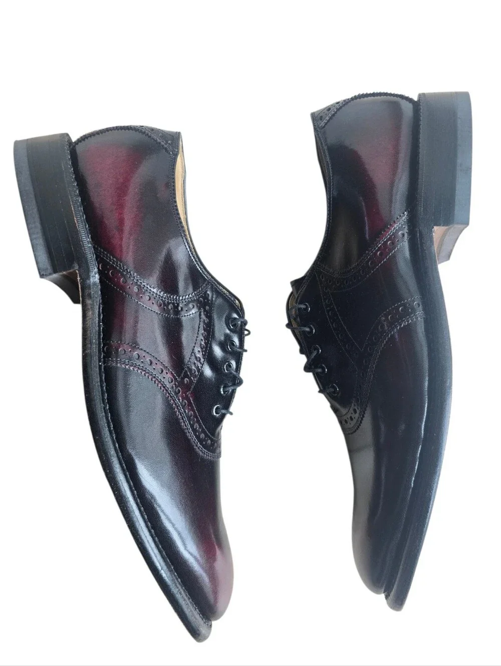 NEW Vintage Johnston & Murphy Aristocraft Burgundy/Black Leather Saddle Oxfords